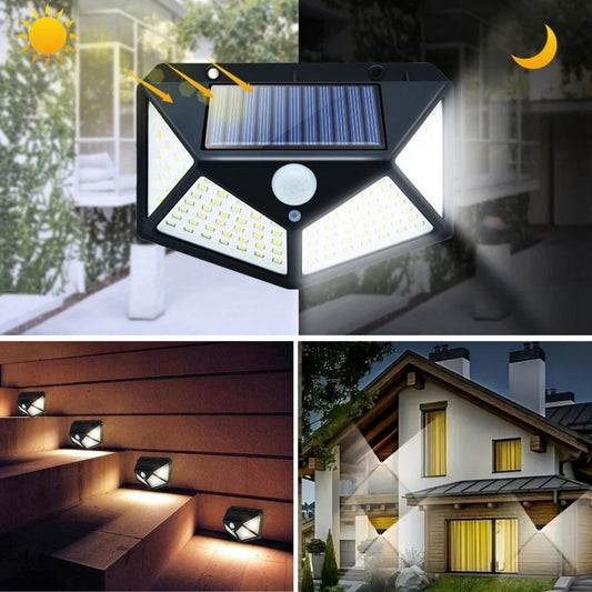 BUFFER® 100 Ledli 3 Farklý Aydýnlatma Ayarlý Solar Güneþ Enerjili Hareket Sensörlü Bahçe Duvar Lambasý