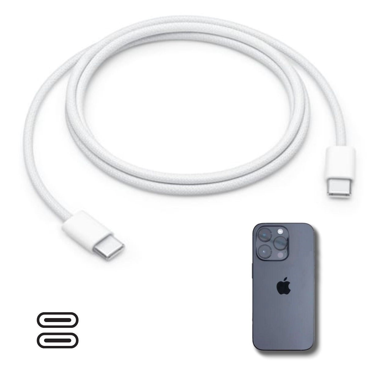 BUFFER® Apple 15/15 Pro Type-C to Type-C Hasýr Örgü Hýzlý Þarj Kablosu (1m)