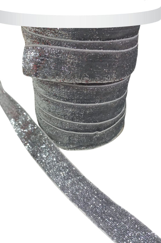 Kadife Kurdele Simli 2 cm Gümüþ 1 Metre