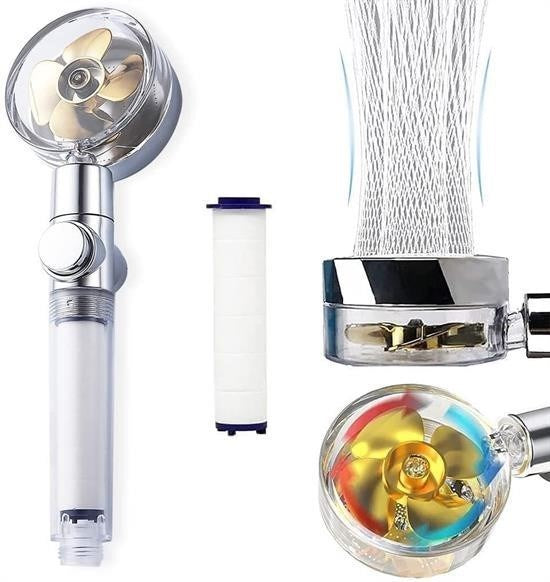 BUFFER® Turbo Pervaneli ve Filtreli Su Tasarruflu 360 Derece Dönebilen Tazyikli Duþ Baþlýðý