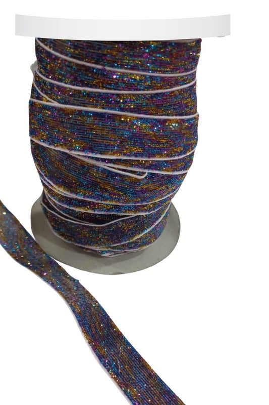 Kadife Kurdele Simli 1,5 cm Karýþýk Renk 10 Metre