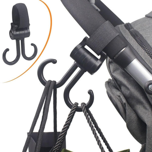 BUFFER® 2li Bebek Arabasýna Uyumlu Cýrtlý  Eþya Taþýma Aparatý 360 Derece Dönebilen Plastik Kanca