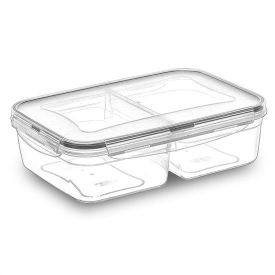 BUFFER® 2 Bölmeli Sýzdýrmaz Contalý Kilitli Kapaklý 1 Litre Erzak Saklama Kabý -LC505