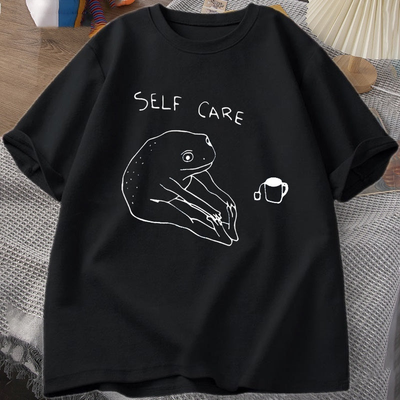 Herren T-Shirt – Lustiger Frosch, Selbstfürsorge, Vintage Print