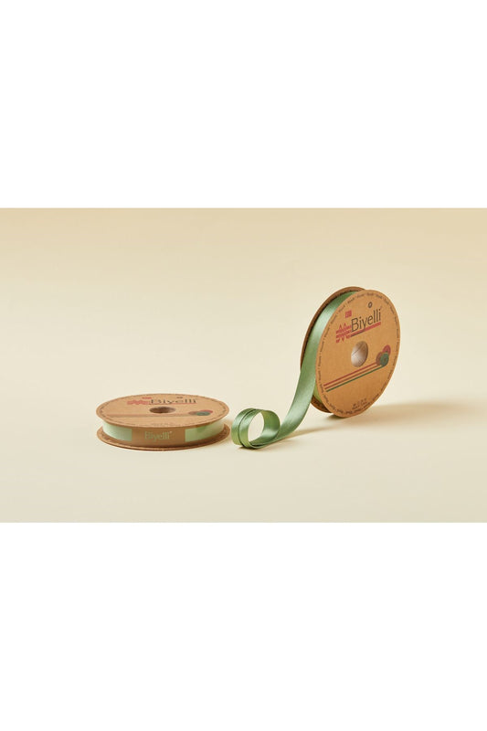 Biye Saten Katlý 027 Koyu Ceviz Yeþili 2 cm 25 Metre %100 Polyester