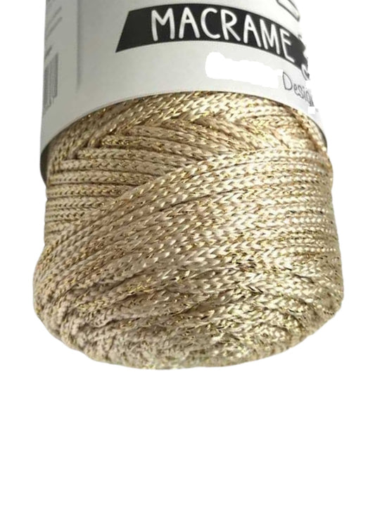 Makrome Ýpi 3mm Polyester Krem Simli
