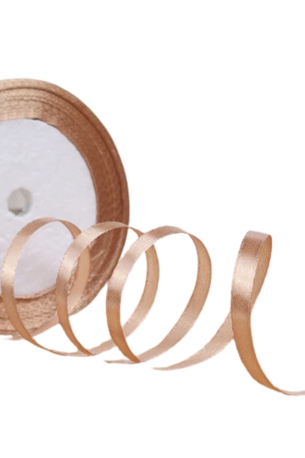 Saten Kurdele 1 cm 10 Metre Açýk Kahverengi