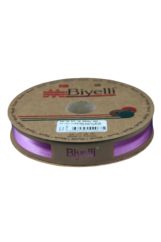 Biye Saten Katlý 068 Gül Kurusu 2 cm 25 Metre %100 Polyester