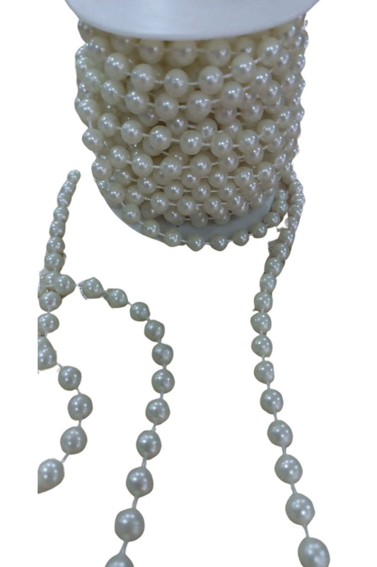 Sýralý Yuvarlak Ýnci En 1 cm Krem 1 Metre