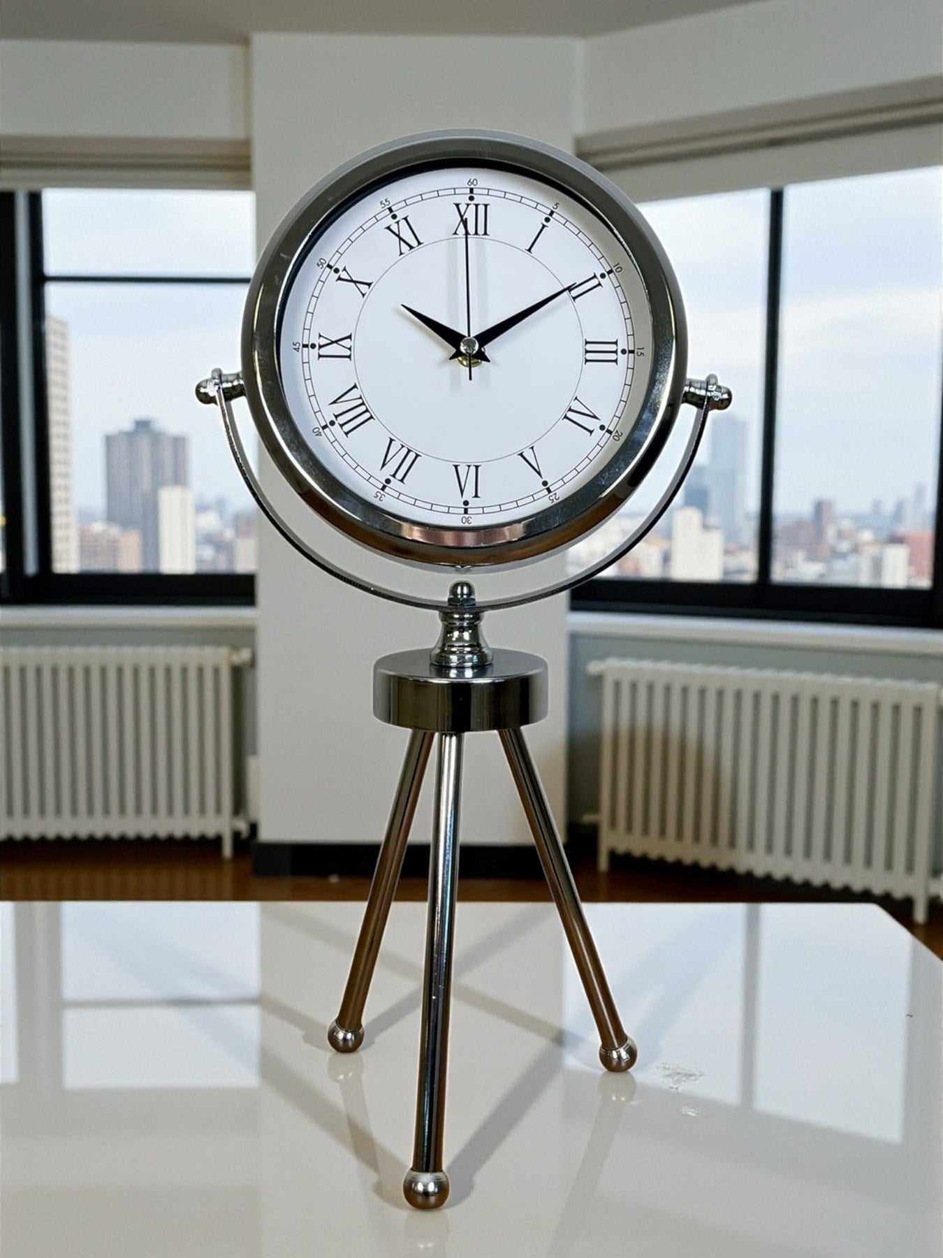 Zentime Krom Þýk Üç Ayaklý Masa Saati