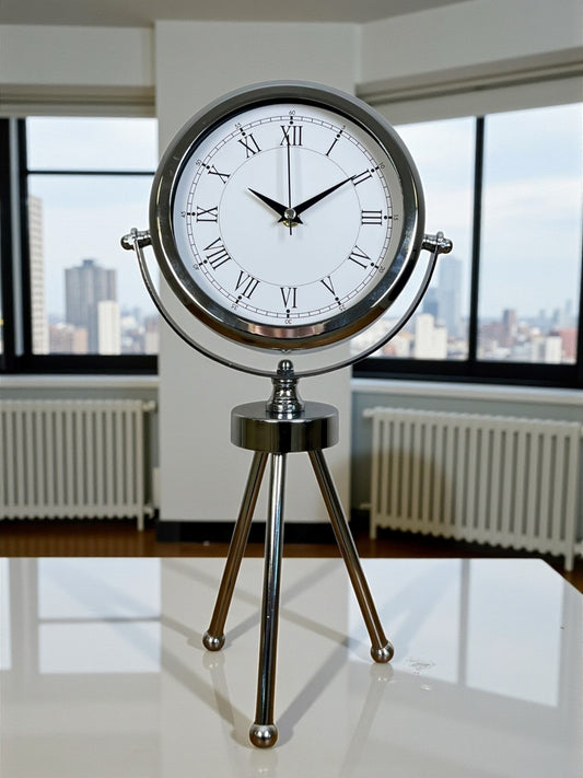 Zentime Krom Þýk Üç Ayaklý Masa Saati