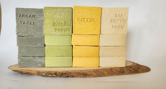 Doðal Üretim Sabunu Karýþýk (Argan-Defne-Býttým-Saf Zeytinyaðlý)16'lý Set