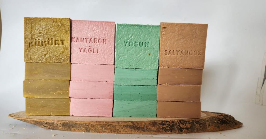 Doðal Üretim Sabunu Karýþýk (Kükürt-Kantaron-Yosun-Salyangoz)16'lý Set