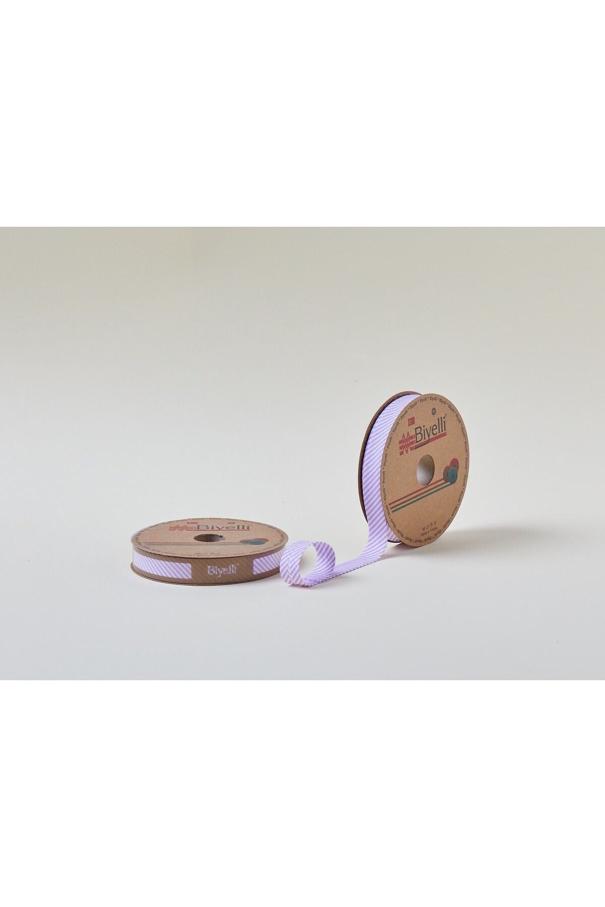 Biye Çizgili Katlý C07 Lila 2 cm 25 Metre %65 Koton %35 Polyester