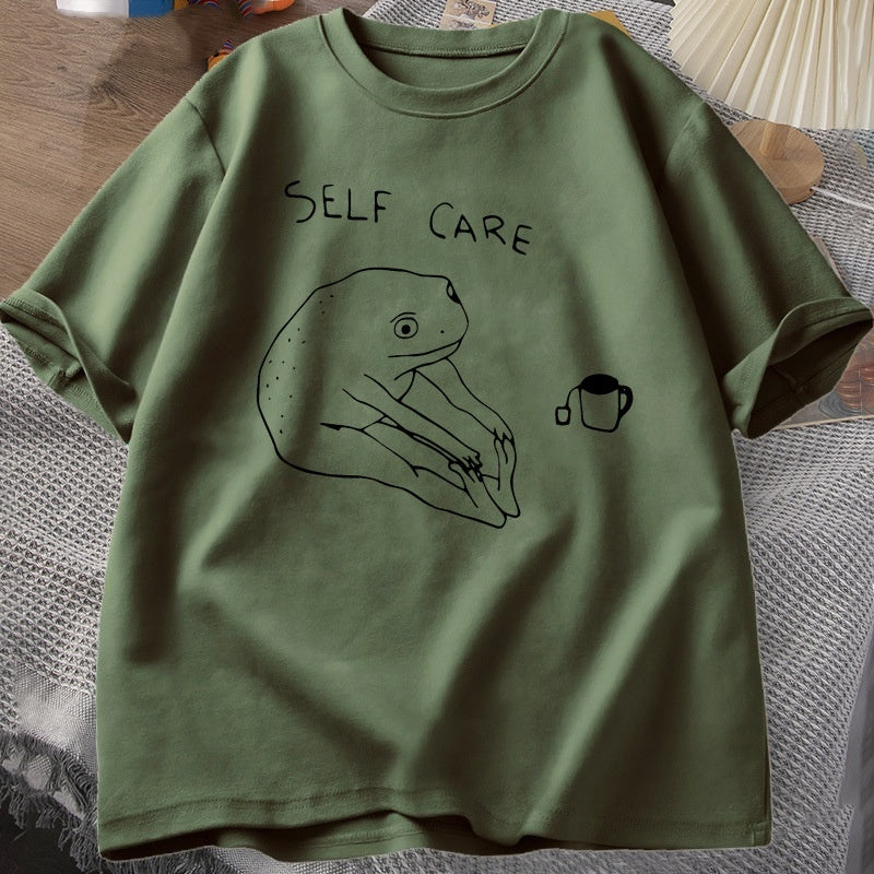 Herren T-Shirt – Lustiger Frosch, Selbstfürsorge, Vintage Print