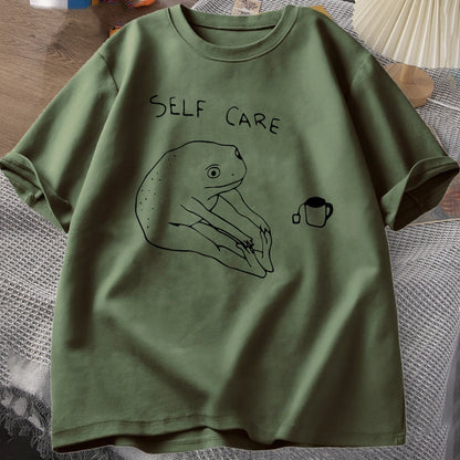 Herren T-Shirt – Lustiger Frosch, Selbstfürsorge, Vintage Print