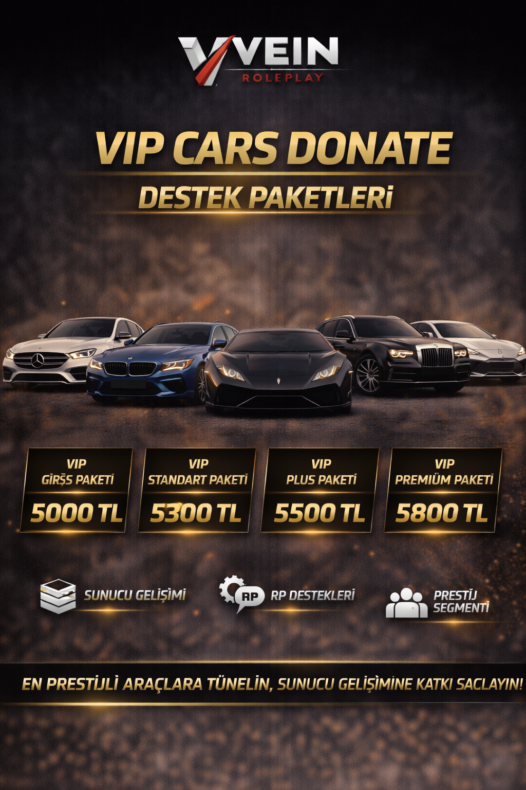 🖤 VIP Cars Donate — Destek Paketleri