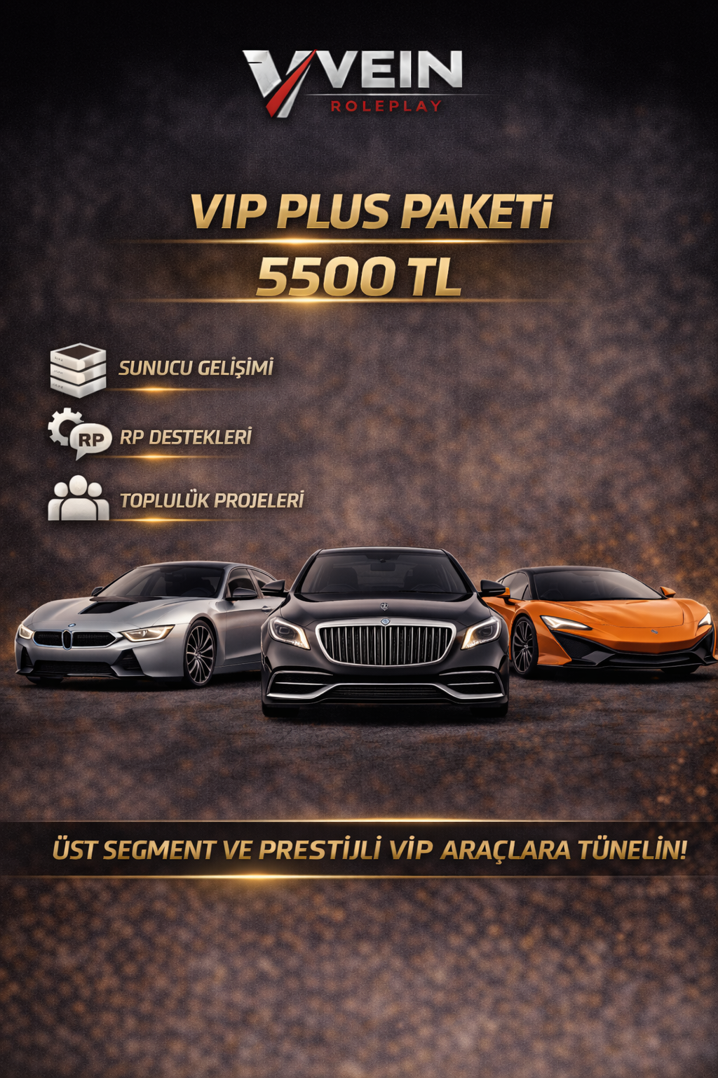 🖤 VIP Cars Donate — Destek Paketleri