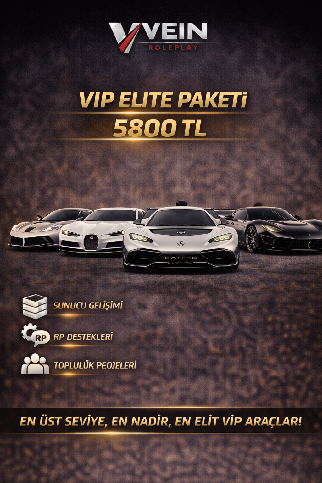 🖤 VIP Cars Donate — Destek Paketleri