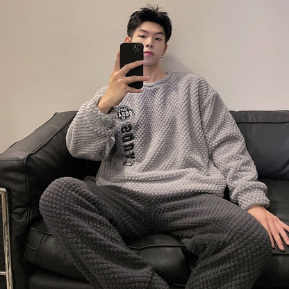 Herren Jacquard Samt Pyjama – Lässig, Warm & Komfortabel, Freizeit & Outdoor