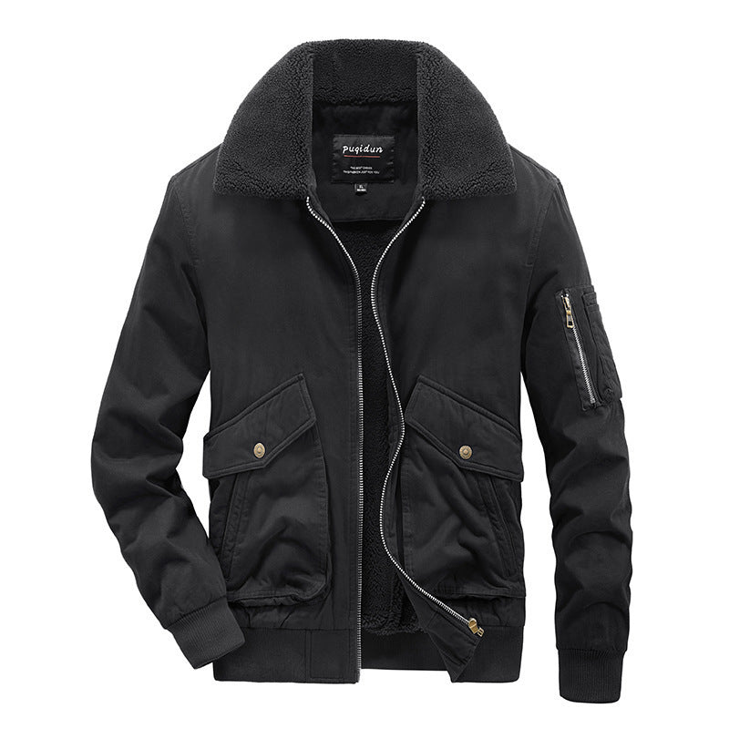 Herren Winterjacke – Lammfell, Baumwollgefüttert, Fleece & Dick