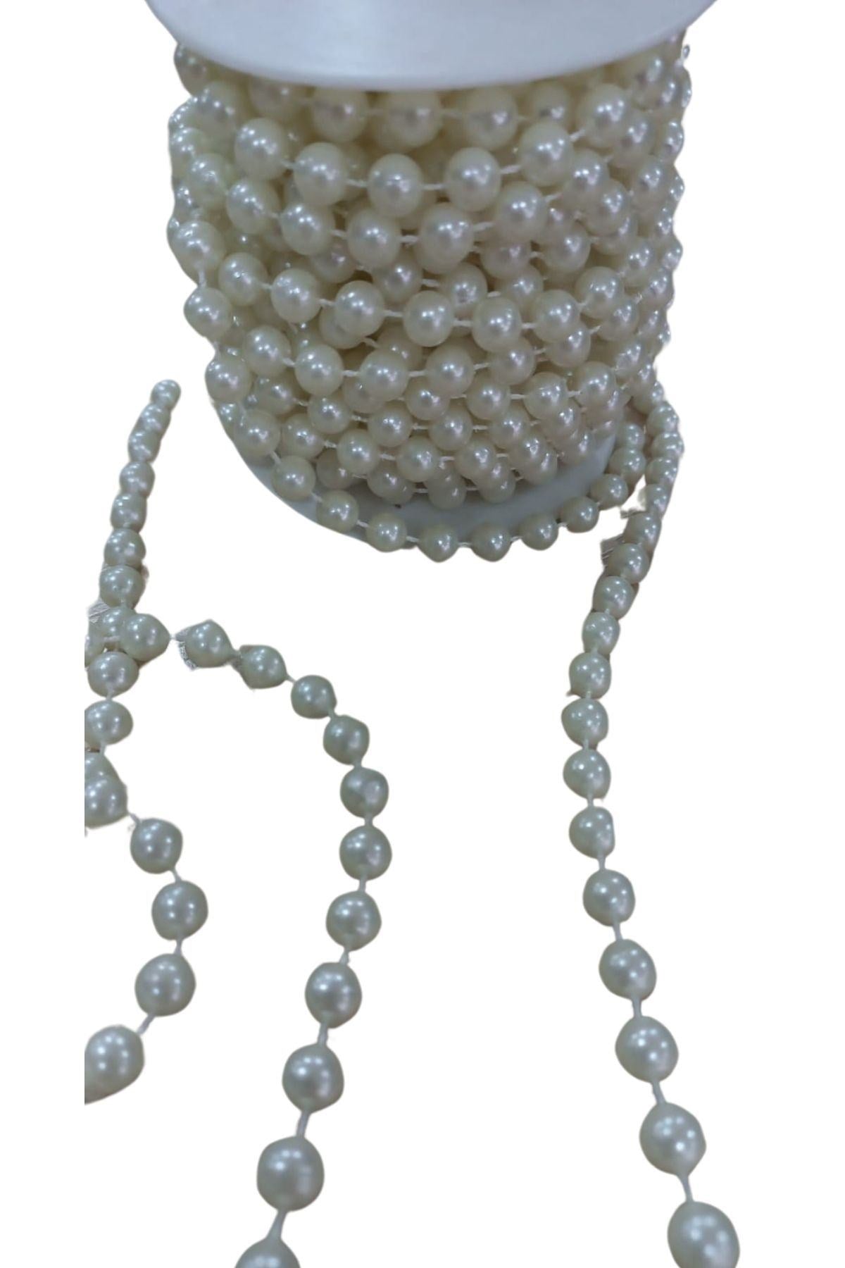 Sýralý Yuvarlak Ýnci En 1 cm Krem 10 Metre