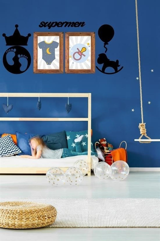 BUFFER® DECO103 Supermen Dekoratif Duvar Süsü Tablo Aksesuar Ahþap Tasarým Hediye Pano Sticker Seti