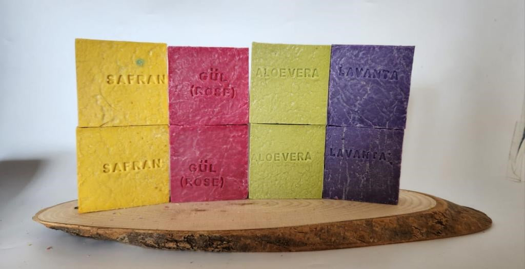 Doðal Üretim Sabunu Karýþýk (Safran-Gül-Lavanta-Aleovera) 8'li Set
