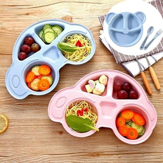 BUFFER® Bebekler Ýçin Araba Þeklinde Sevimli Mama Tabaðý Çocuk Tabldot