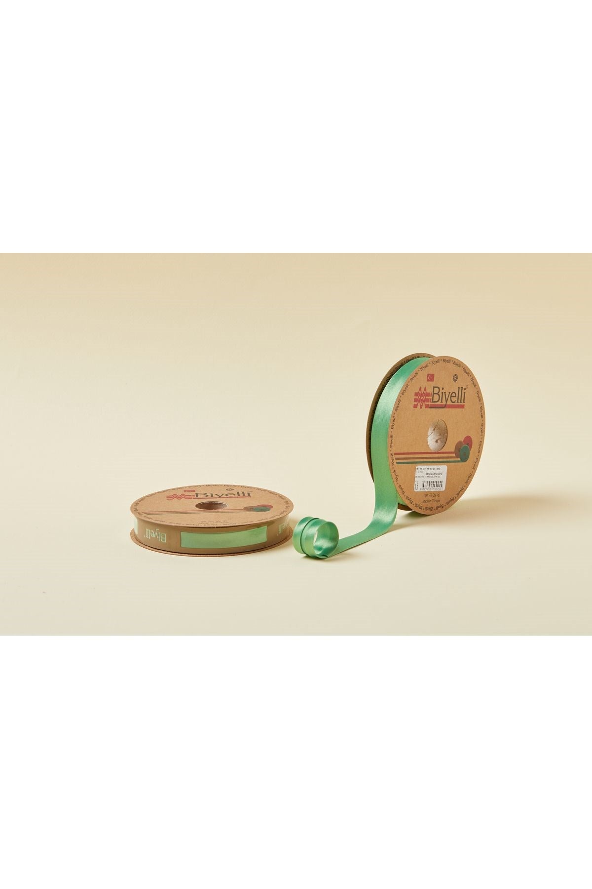 Biye Saten Katlý 026 Yeþil 2 cm 25 Metre %100 Polyester