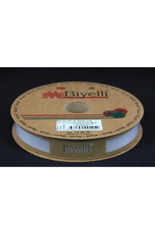 Biye Koton Katlý D29 Gri 2 cm 25 Metre %65 Koton %35 Polyester