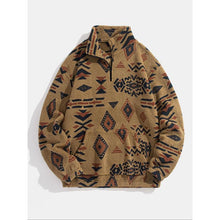 Men’s Hoodie with Ethnic Pattern – Zip-Up Plush Hoodie | Warm & Comfortable