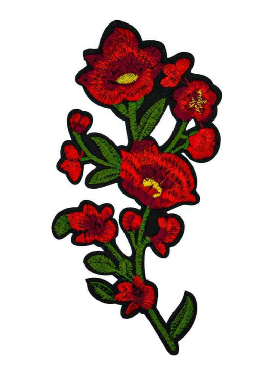 Aplike Ütü Ýle Yapýþan Büyük Çiçek Kýrmýzý Arma 10x7 cm