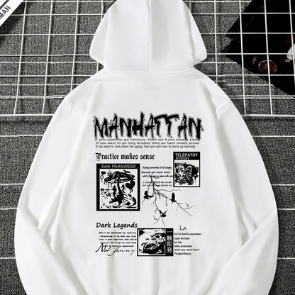 Herren Hoodie – Lässig, Mit Kordelzug & Taschen, Freizeit