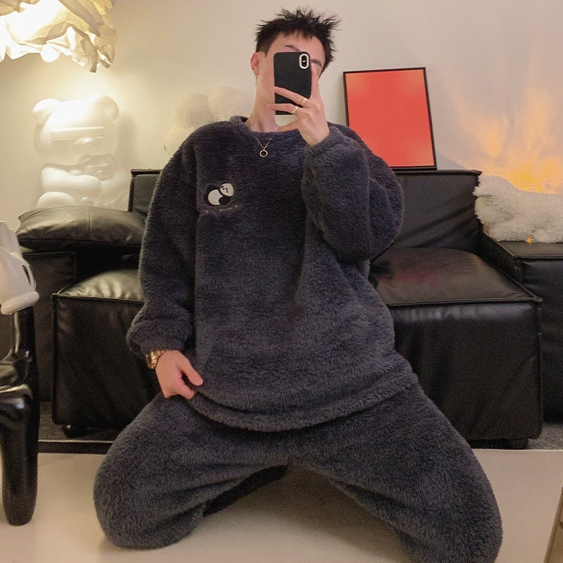 Herren Jacquard Samt Pyjama – Lässig, Warm & Komfortabel, Freizeit & Outdoor