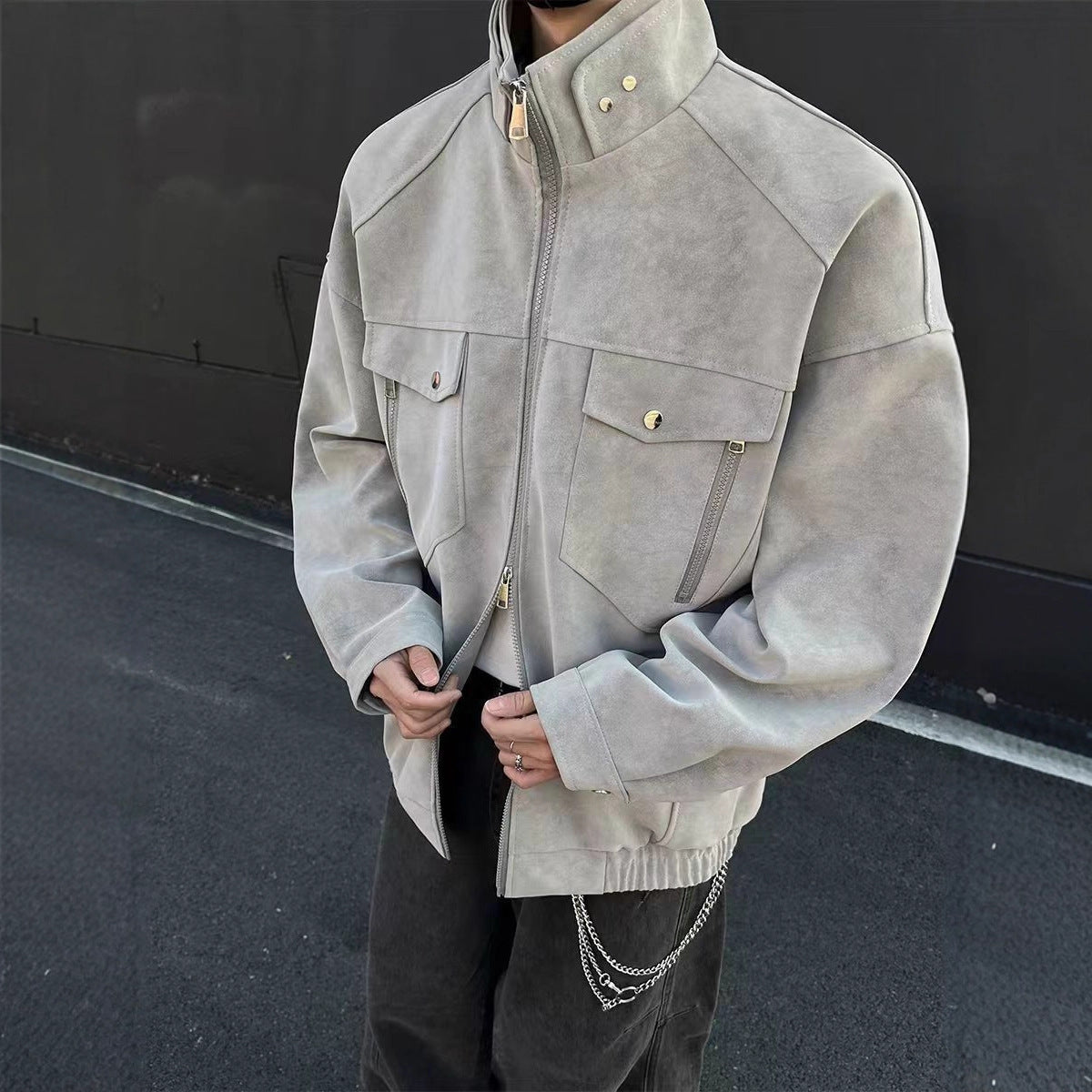 Unisex Stickerei Jacke – Lässig, Langarm, Streetwear Style