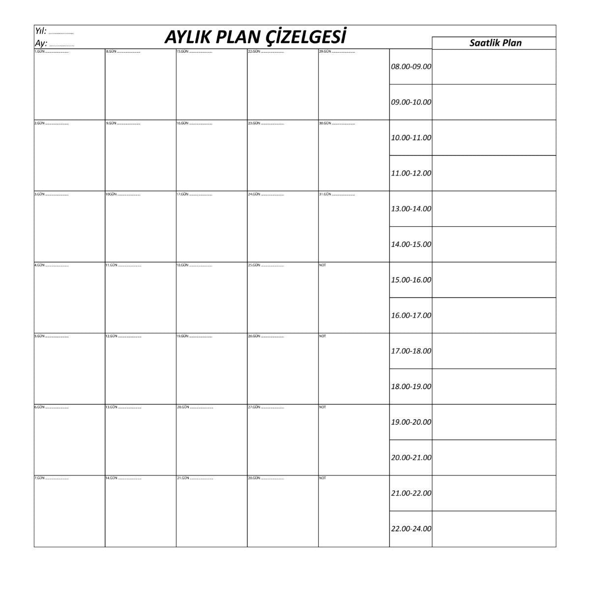 BUFFER® Aylýk Planlayýcý Manyetik Duvar Stickerý Takvim Plan Çizelgesi