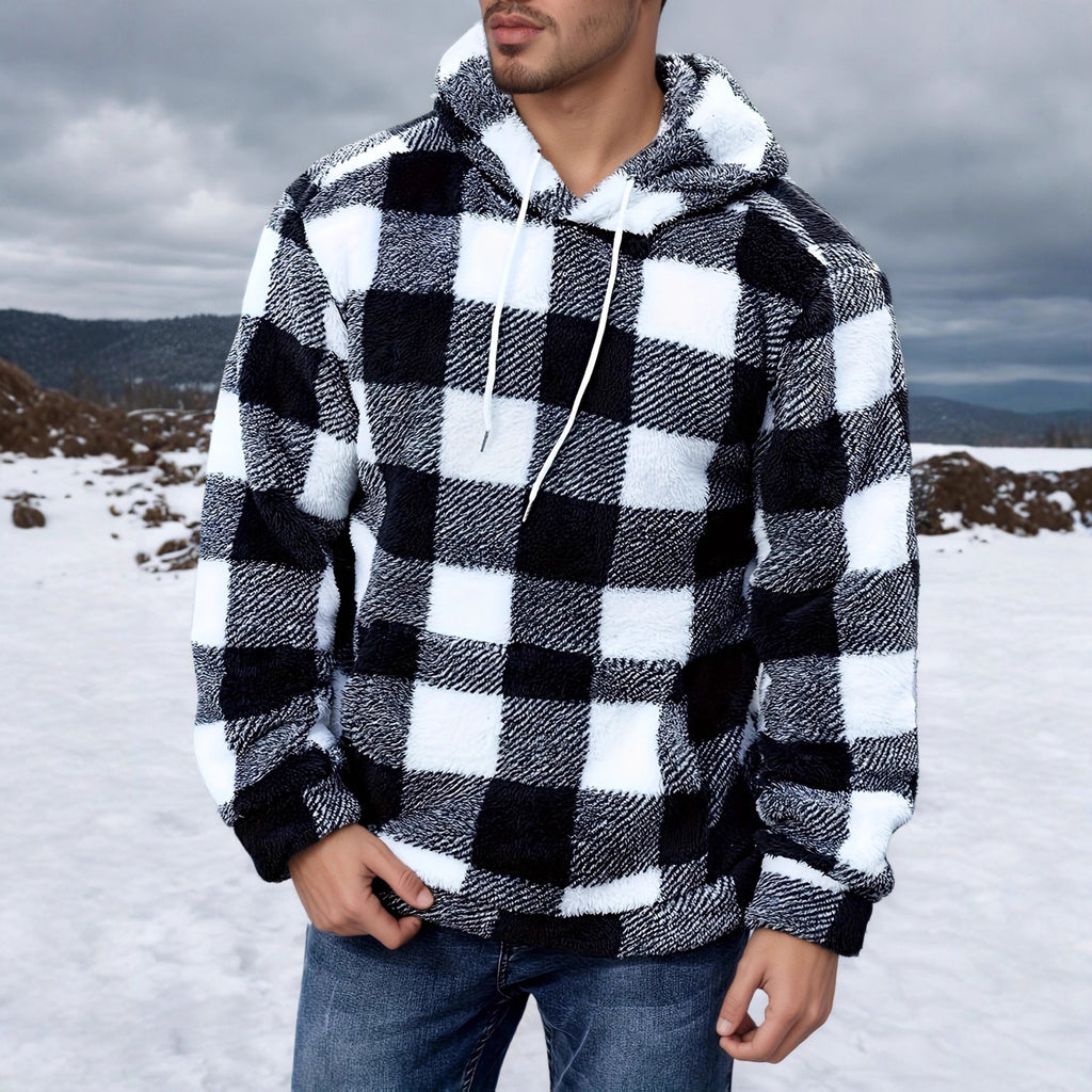 Herren Kunstpelzjacke mit Karomuster – Europäischer & Amerikanischer Stil | Herbst & Winter 2025