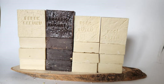Doðal Üretim Sabunu Karýþýk (Çam Ardýç Kükürt-Bebek-Eþek Sütlü-Keçi Sütlü) 12'li Set