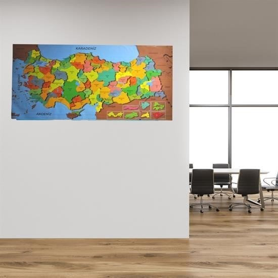 BUFFER® Renkli Türkiye Haritasý Manyetik Yapýþtýrýcý Gerektirmeyen Duvar Stickerý 118 CM * 56 CM