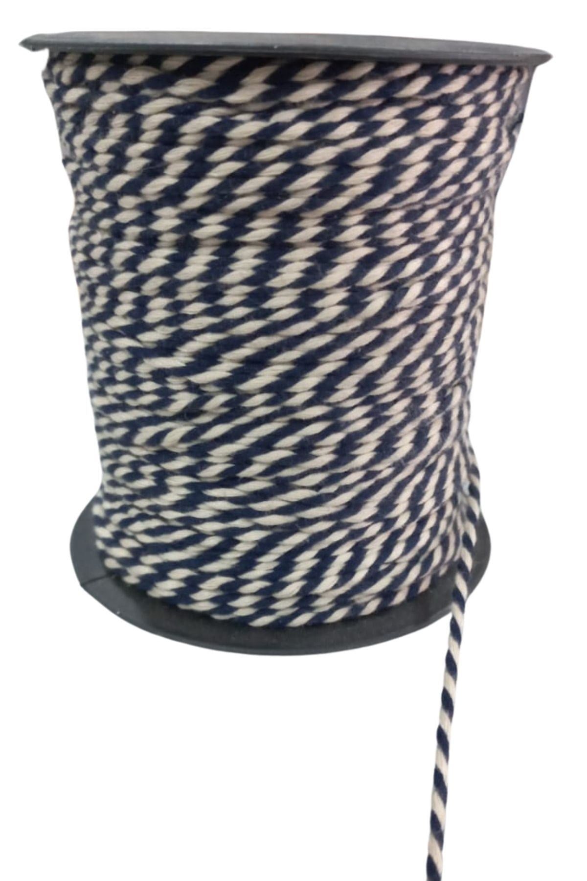 Bileklik ipi,hediye Paketleme ipi, Þans, Bereket, Aþk, Þifa, Güç 10 mm Pamuk  10 metre Lacivert