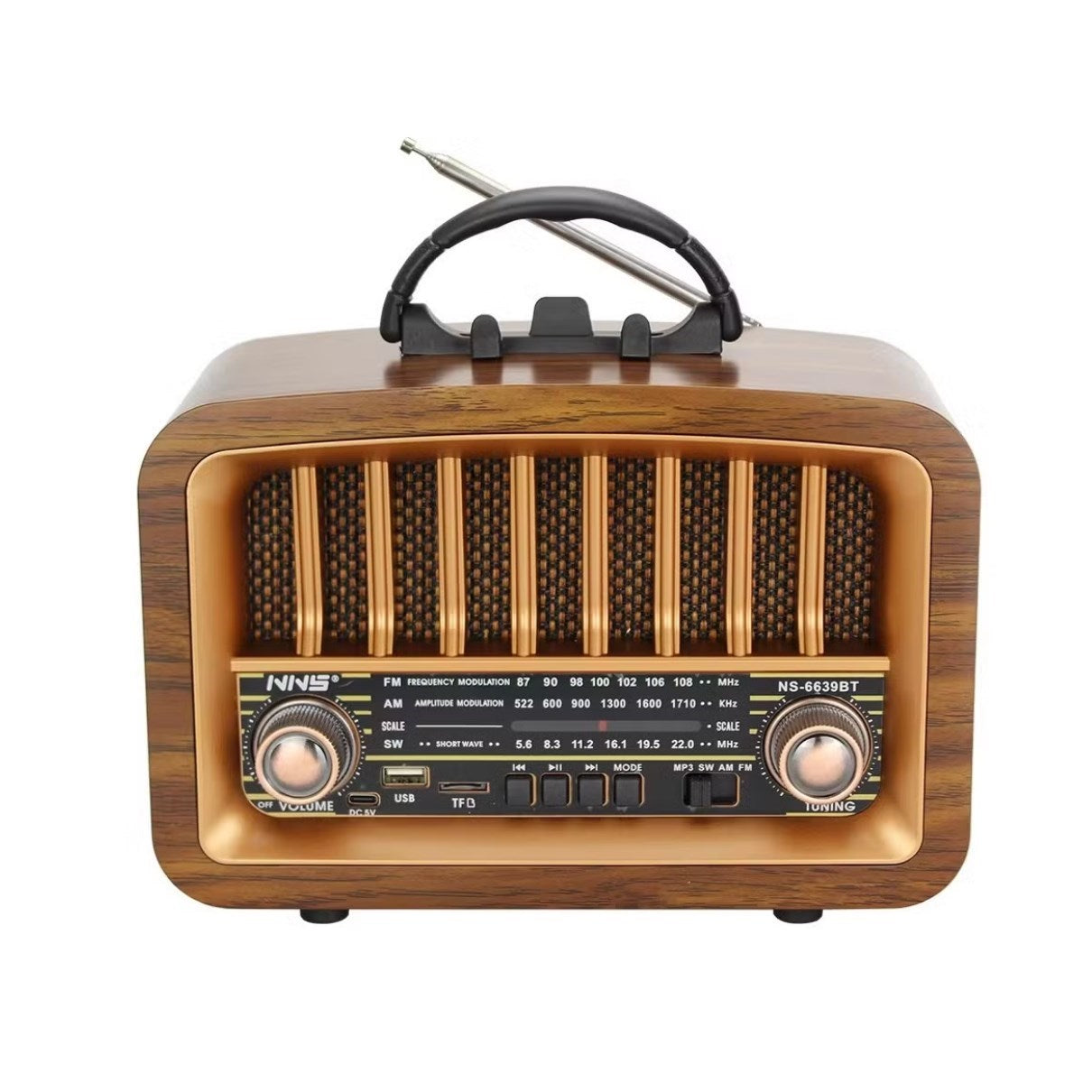 BUFFER®  Taþýnabilir USB Ýle Þarj Olabilen Klasik AM /FM/SW Transistör Retro Tipi Klasik Radyo