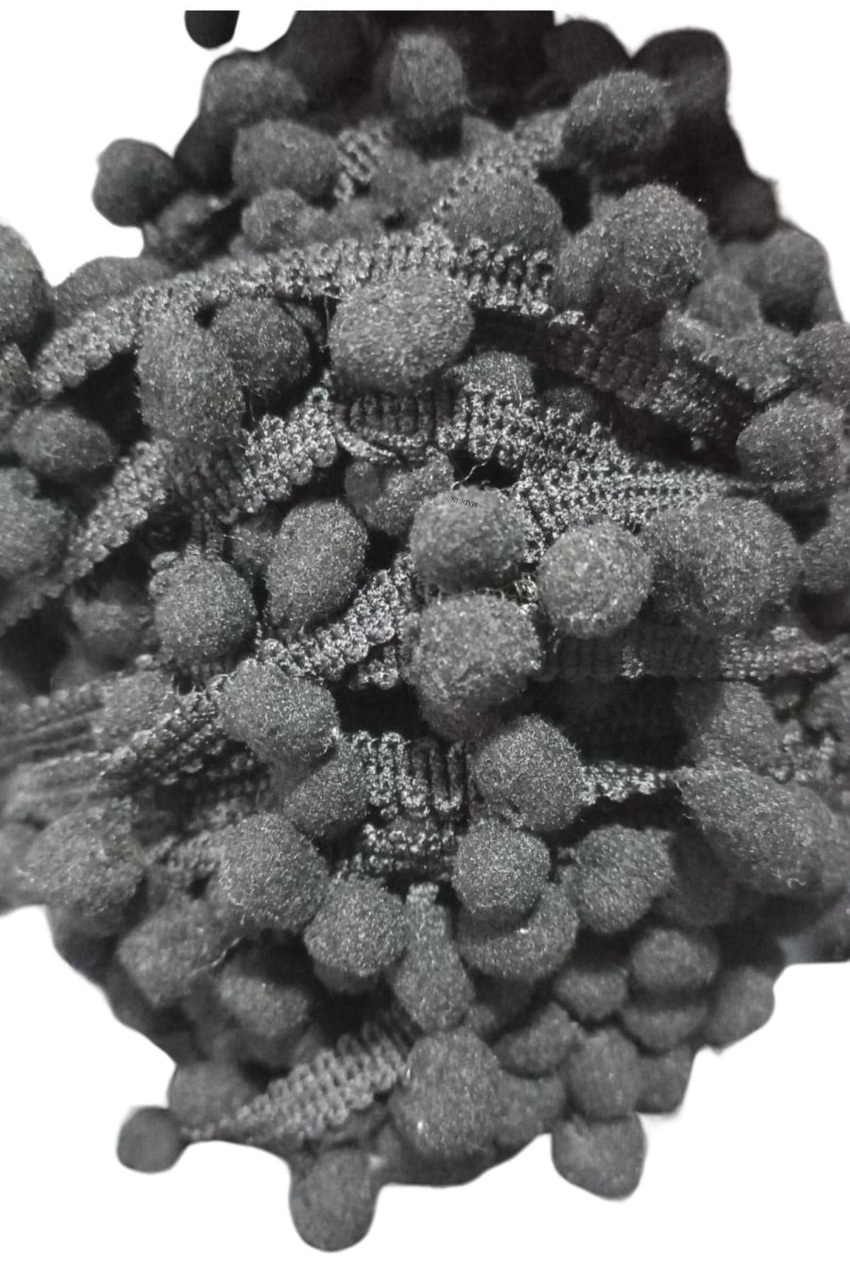 Sýralý Ponpon 1 Metre Siyah