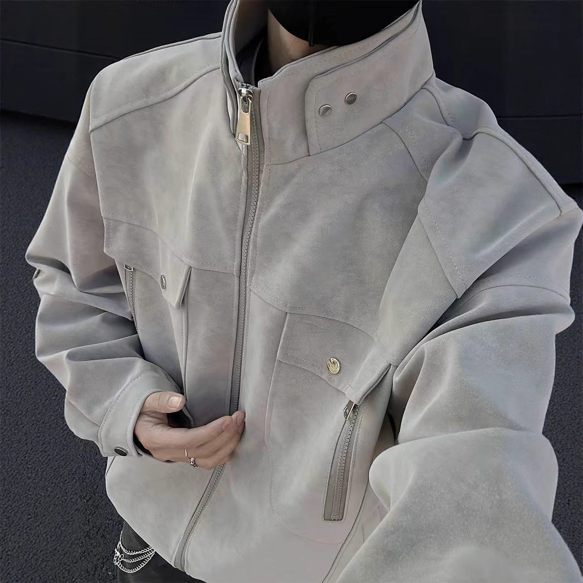 Unisex Stickerei Jacke – Lässig, Langarm, Streetwear Style