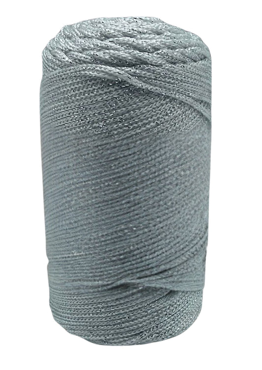 Makrome Ýpi 3 mm Polyester Gri Simli