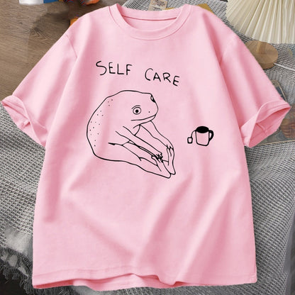 Herren T-Shirt – Lustiger Frosch, Selbstfürsorge, Vintage Print