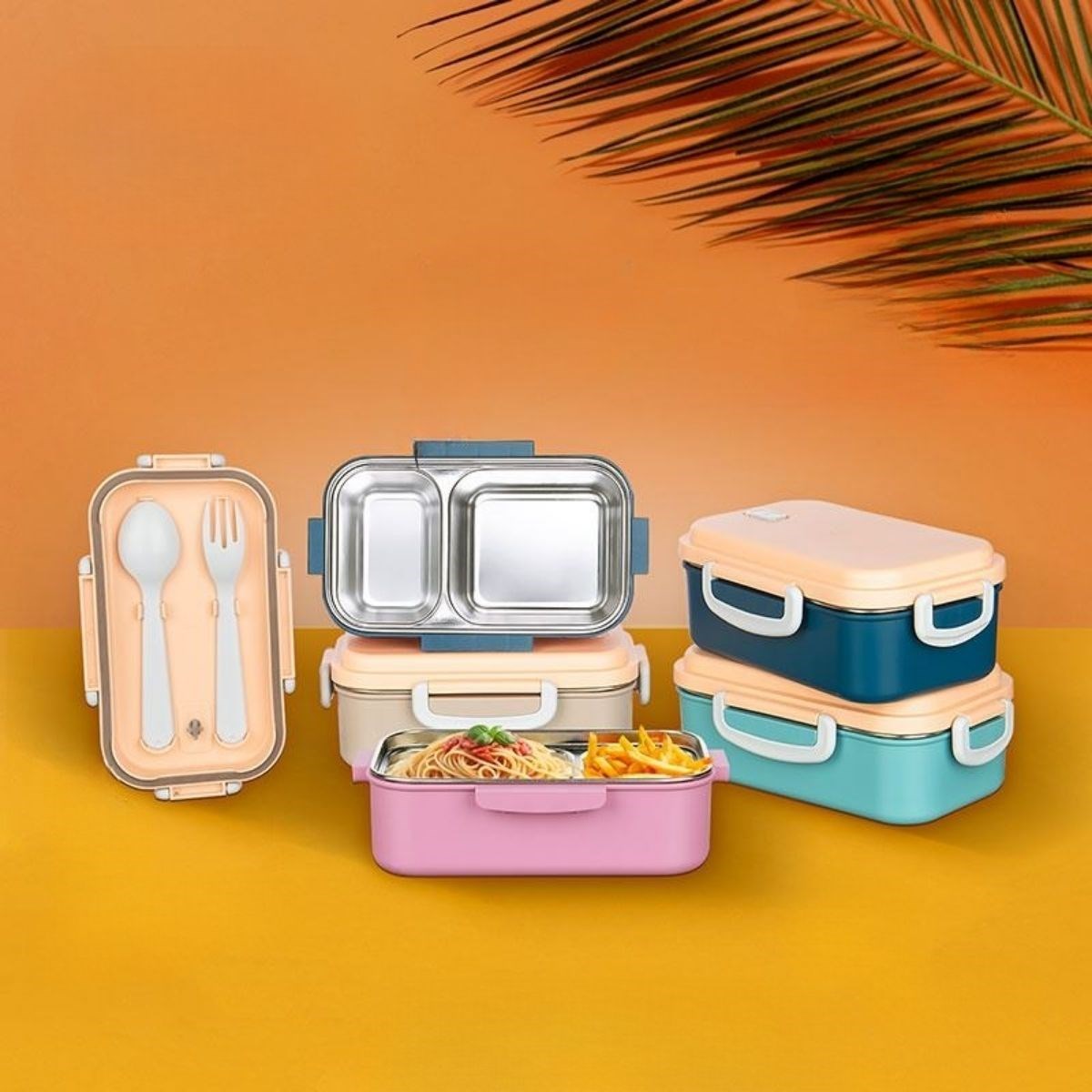 BUFFER® 2 Bölmeli 150-300 Ml Paslanmaz Çelik Yemek Kabý Beslenme Kabý Yiyecek Saklama Kabý