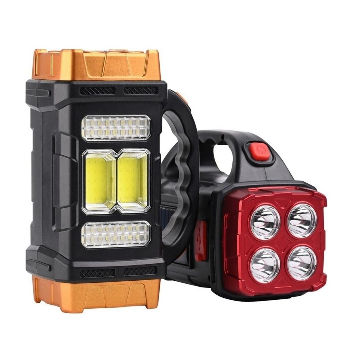 BUFFER® Solar ve USB Þarjlý LED + COB El Feneri | 1500 mAh Þarjlý Taþýnabilir Çalýþma Iþýðý–Su Geçirmez HB-2678