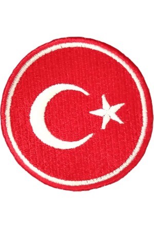 Aplike Ütü Ýle Yapýþan Türk Bayraðý Yuvarlak Küçük Arma 3 cm