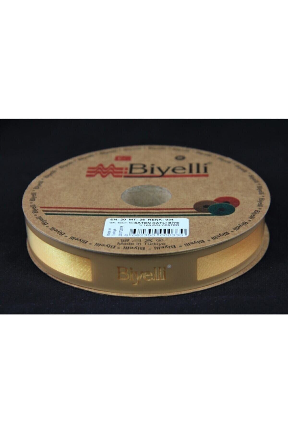Biye Saten Katlý 034 Sarý 2 cm 25 Metre %100 Polyester